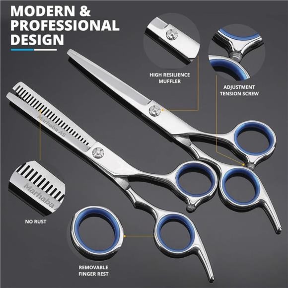 Silver Hair Cutting Scissors for Men and Women,10 Pieces Hair Cutting kit - Picture 2 of 7